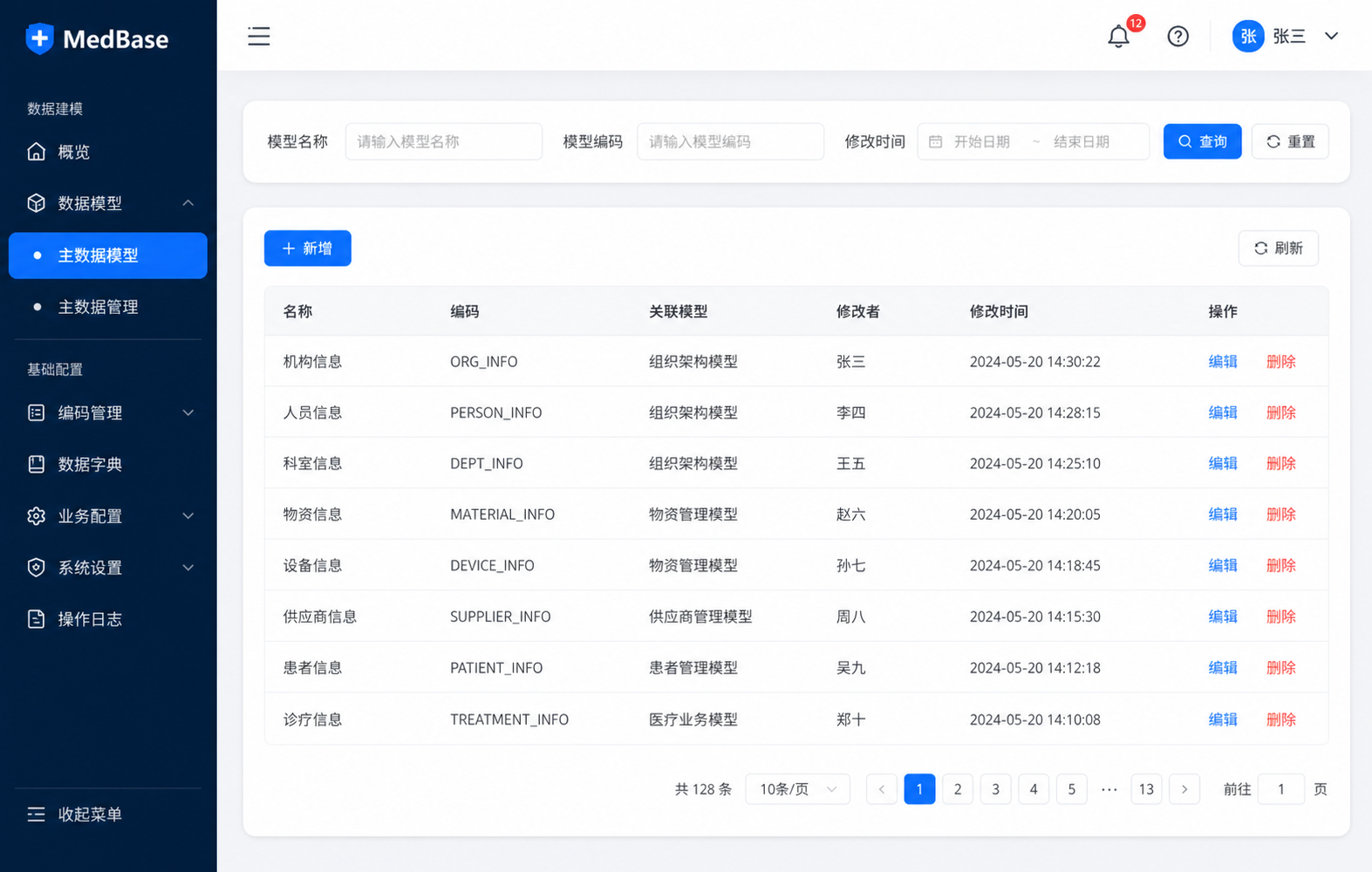 MedBase 主数据模型管理
